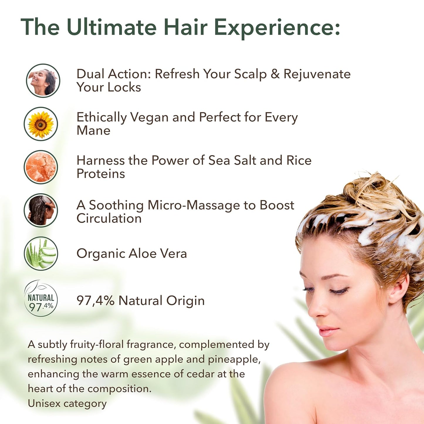 ECOLATIER Shampoo-Scrub Hydrating & Fortifying Organic Aloe Vera, 300 ml - Vegan Certified - 97.4% Natural Origin - Scalp Cleanser and Hair Booster Organic Shampoo