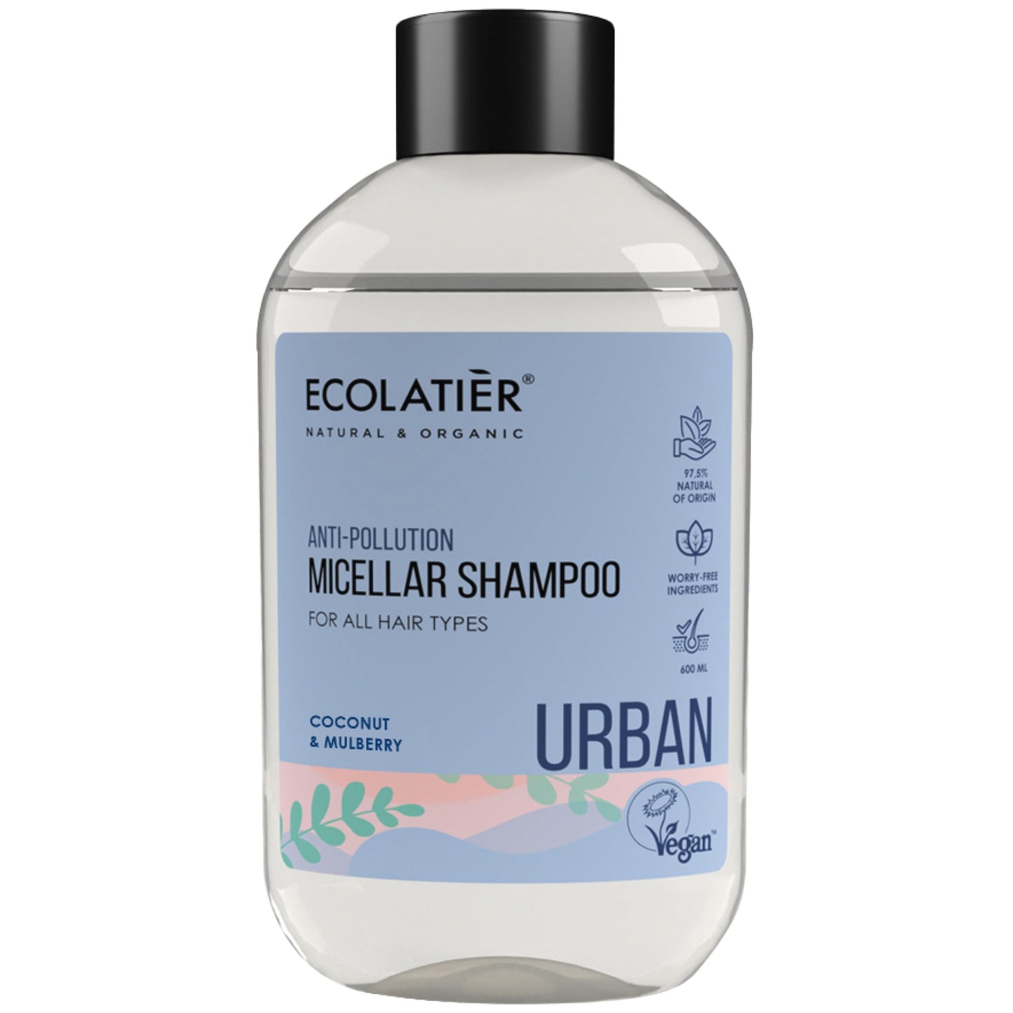 Advanced Micellar Anti-Pollution Shampoo ECOLATIER, URBAN Series - Ideal for All Hair Types, Provides Gentle Cleansing & Environmental Protection - 20.3 Fl Oz