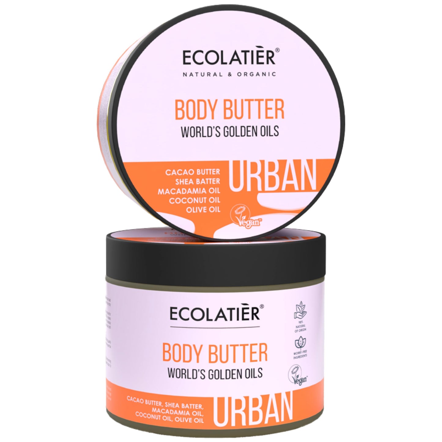 Body Butter, World's Golden Oils ECOLATIER®, URBAN Series - Luxurious Deep Care for Smooth Skin and Enhanced Well-being, Infused with Exquisite Oils - 12.9 Fl Oz