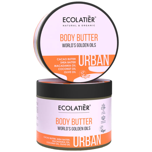 Body Butter, World's Golden Oils ECOLATIER®, URBAN Series - Luxurious Deep Care for Smooth Skin and Enhanced Well-being, Infused with Exquisite Oils - 12.9 Fl Oz