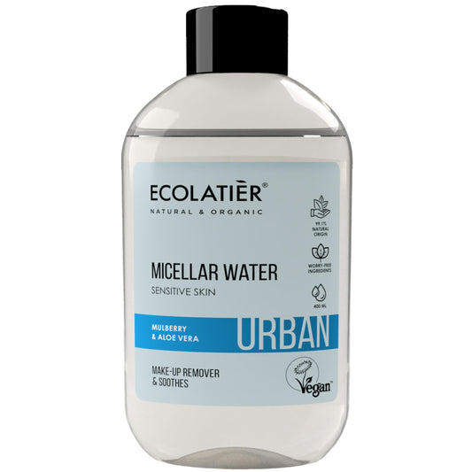 Gentle Micellar Water for Sensitive Skin ECOLATIER, URBAN Series - Offers Mild Cleansing and Care, Perfect for Achieving a Radiant Skin Complexion - 13.5 Fl Oz