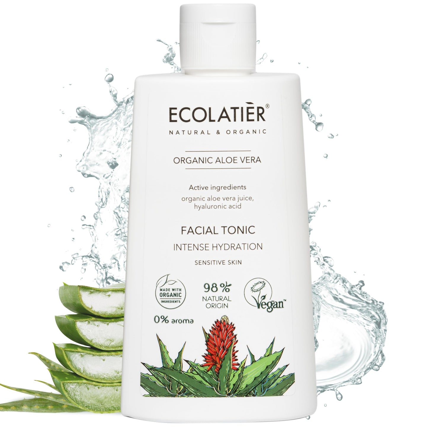 Organic Aloe Vera Intense Hydration Facial Toner, 250ml - Hyaluronic Acid, 98% Natural, Vegan - Deep Moisture, Refreshes, and Revitalizes The Skin - 8.5 Fl Oz