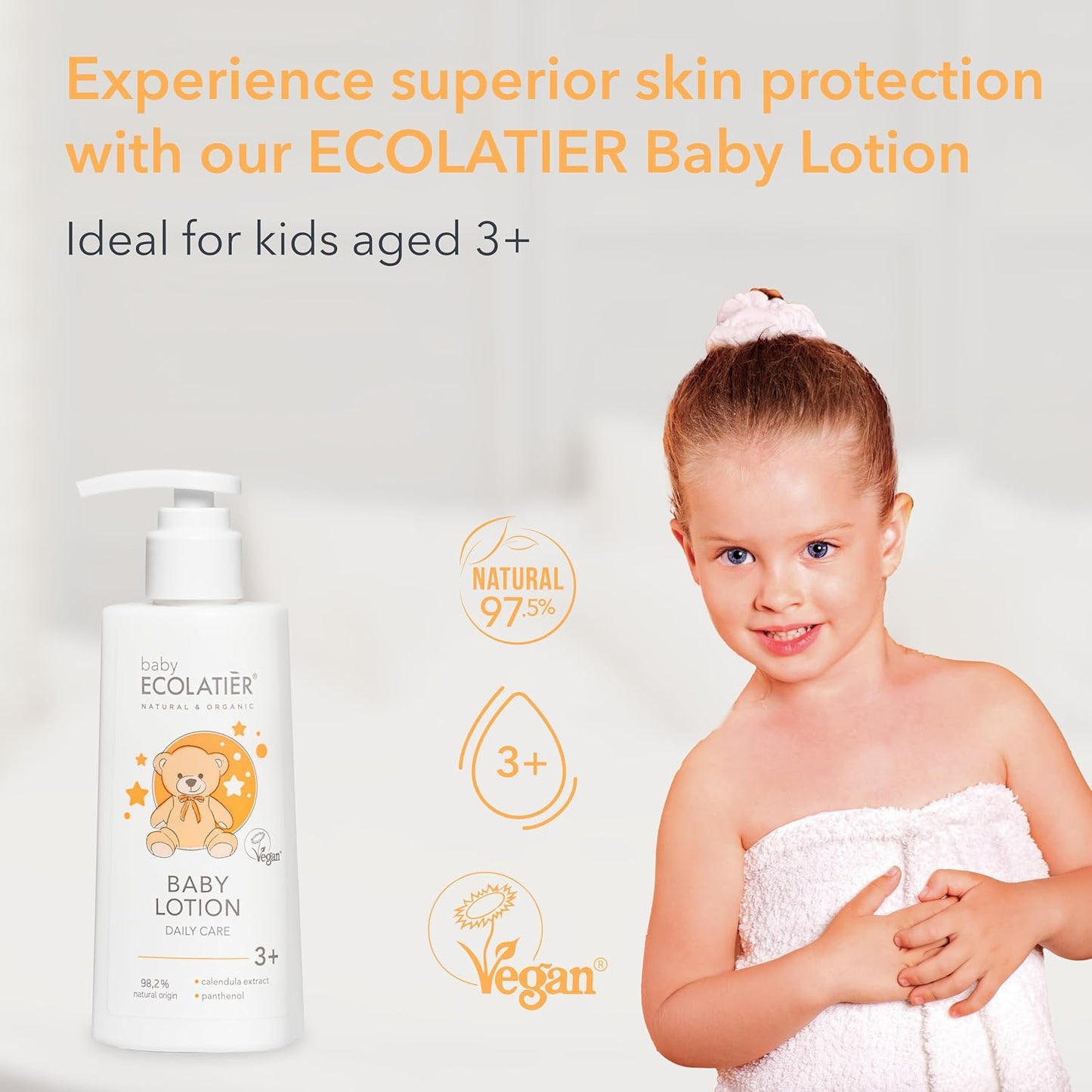 Moisturizing Baby Lotion for Daily Care, Suitable for 3+, 150ml - Calendula Extract & Panthenol, 98.2% Natural, Vegan baby lotion for newborn - Protects and Hydrates - 5.1 Fl Oz