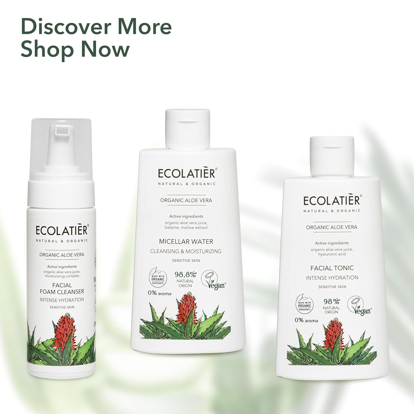 Organic Aloe Vera Cleansing & Moisturizing Micellar Water, 250ml - 98.8% Natural, Vegan make up - Gentle Makeup Remover for Soft, Hydrated Skin - 8.5 Fl Oz