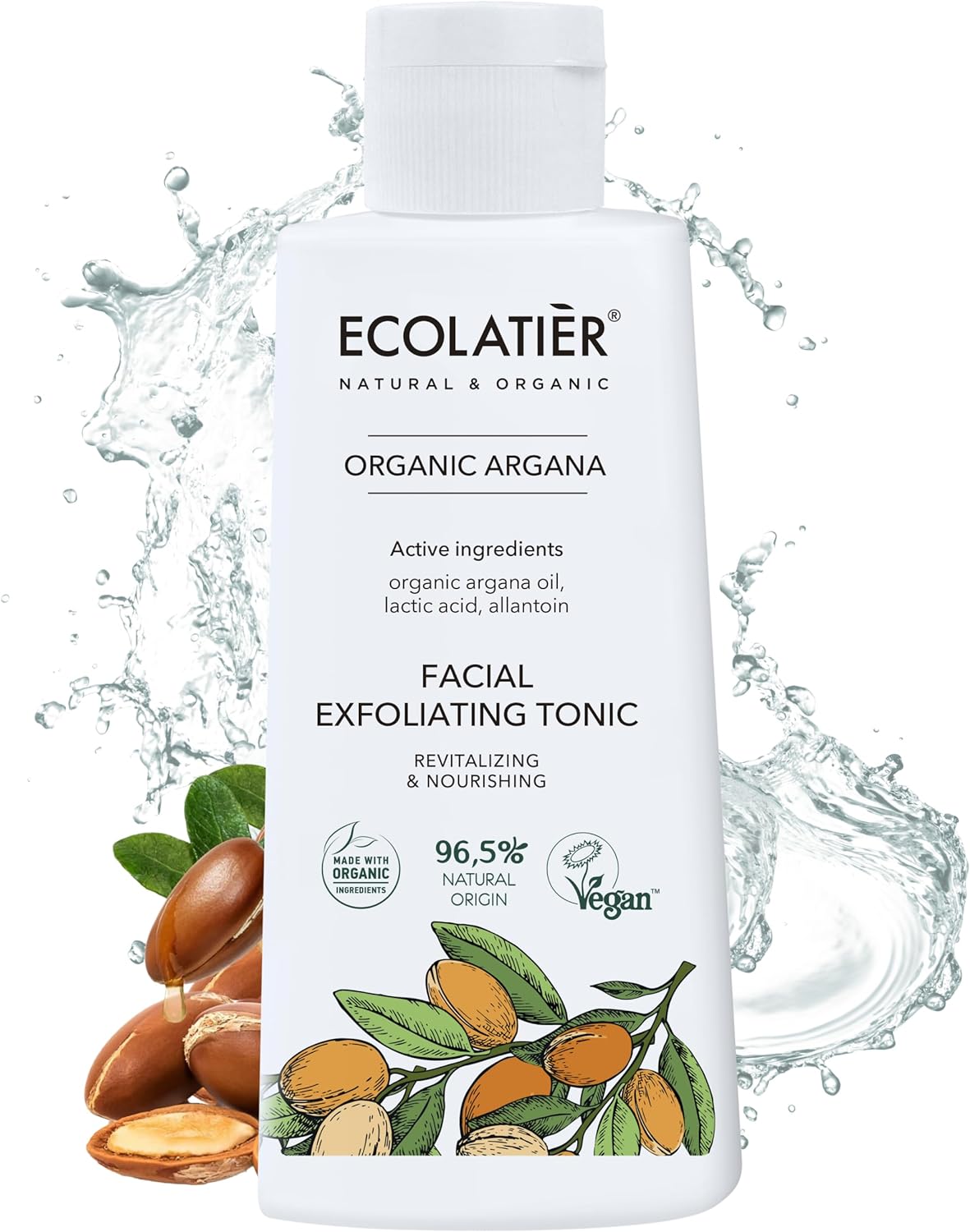 Revitalizing & Nourishing Facial Exfoliating Toner, Organic Argana, 150ml - Vegan toner for face, 96.5% Natural - Renewing Face Toner for Anti-Aging & Skin Vitality - 5.1 Fl Oz