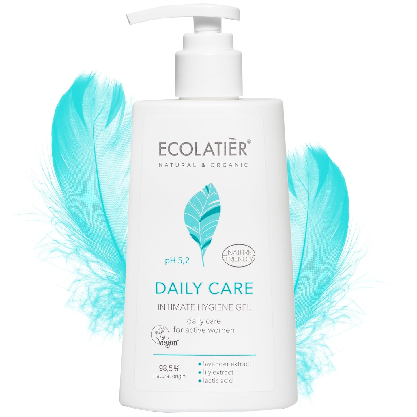 Daily Care Intimate Hygiene Gel, 250ml - Vegan, 98% Natural - pH Balanced, Ideal for Active Young Women - Supports Daily Intimate Wellness and Feminine Care - Ecolatier - 8.5 Fl Oz